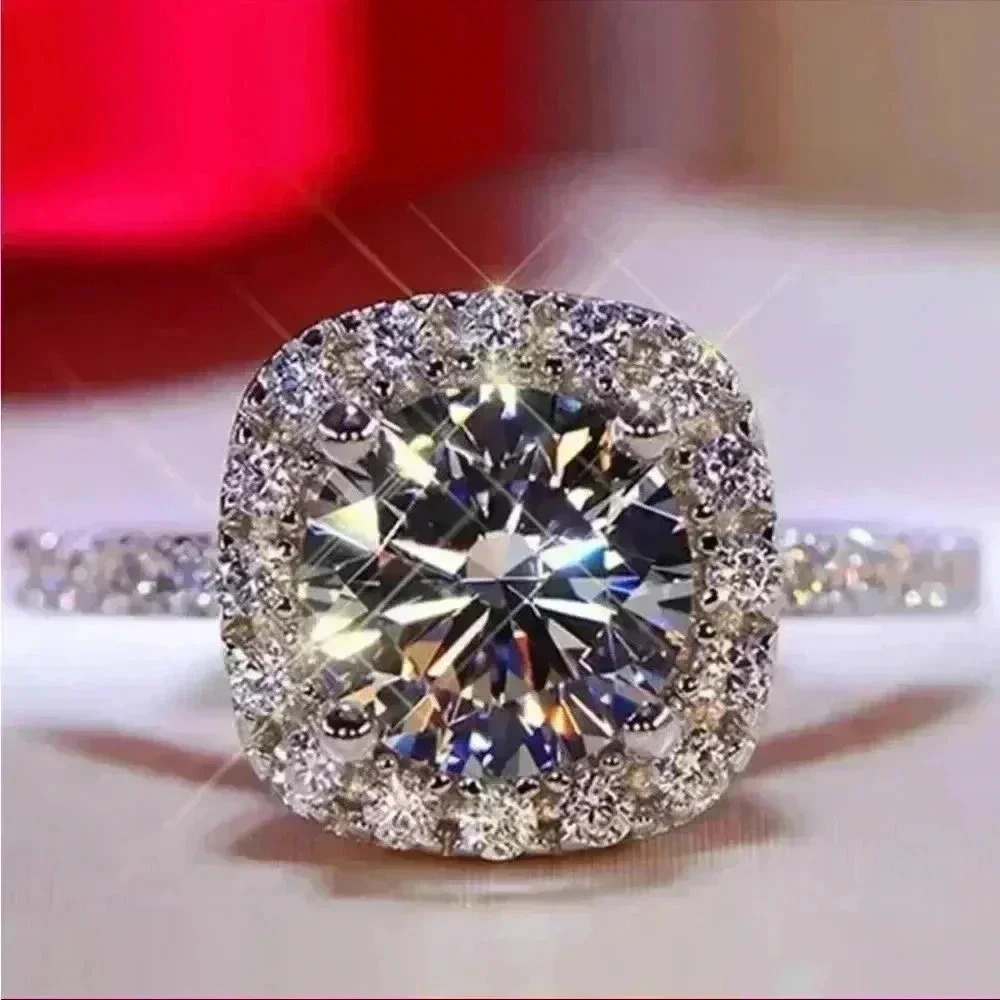 NEW 925 Sterling Silver D Color Round Moissanite Plated with 18k White Gold Ring - Picture 2 of 4